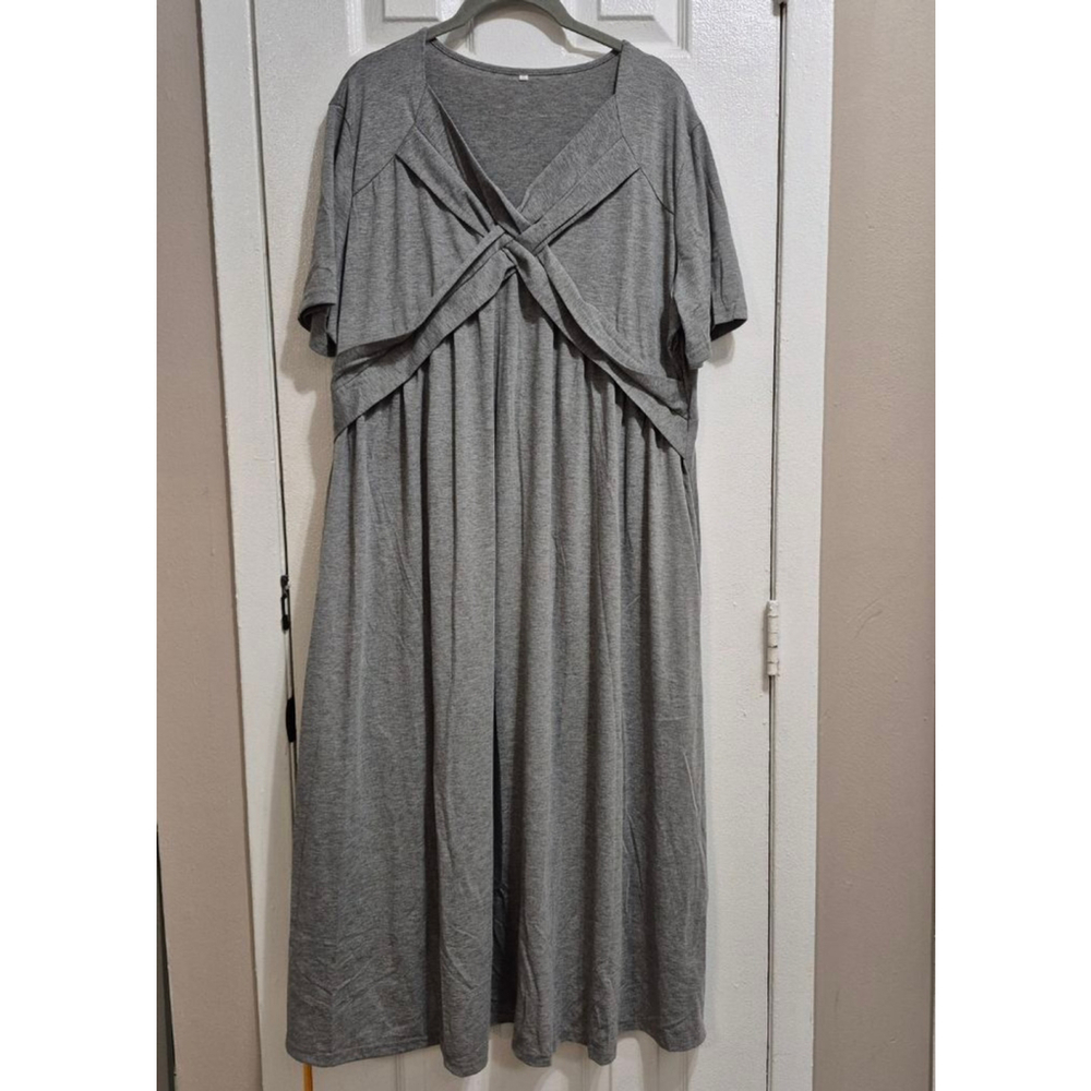 Women's Unbranded Gray Short Sleeve Midi Dress Plus Size 2X